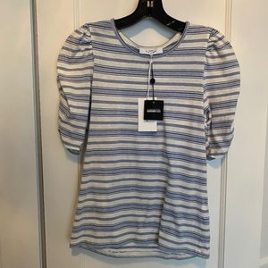 Frame Denim Puffed Sleeve Striped T-Shirt Small Brand New